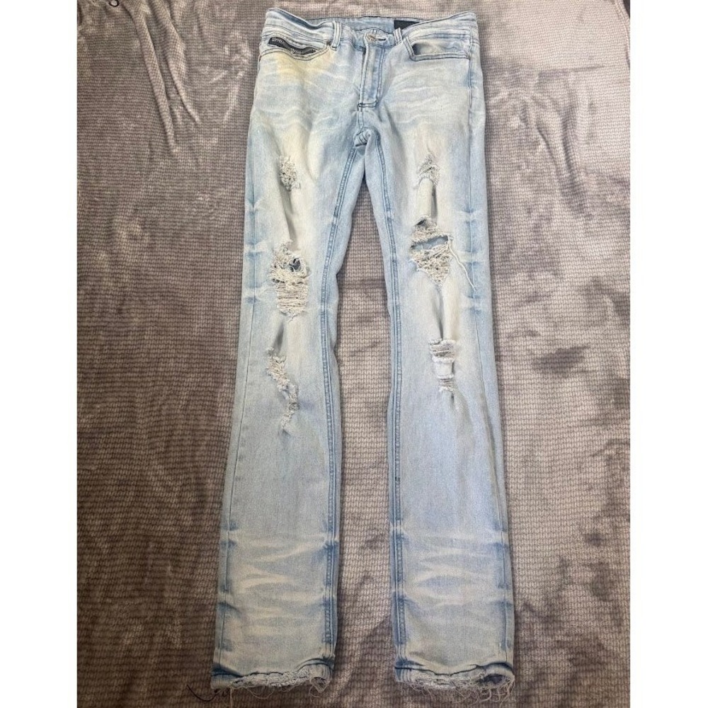 Rockstar Light Wash Skinny Denim Jeans Destroyed Mens Light Blue 32X32